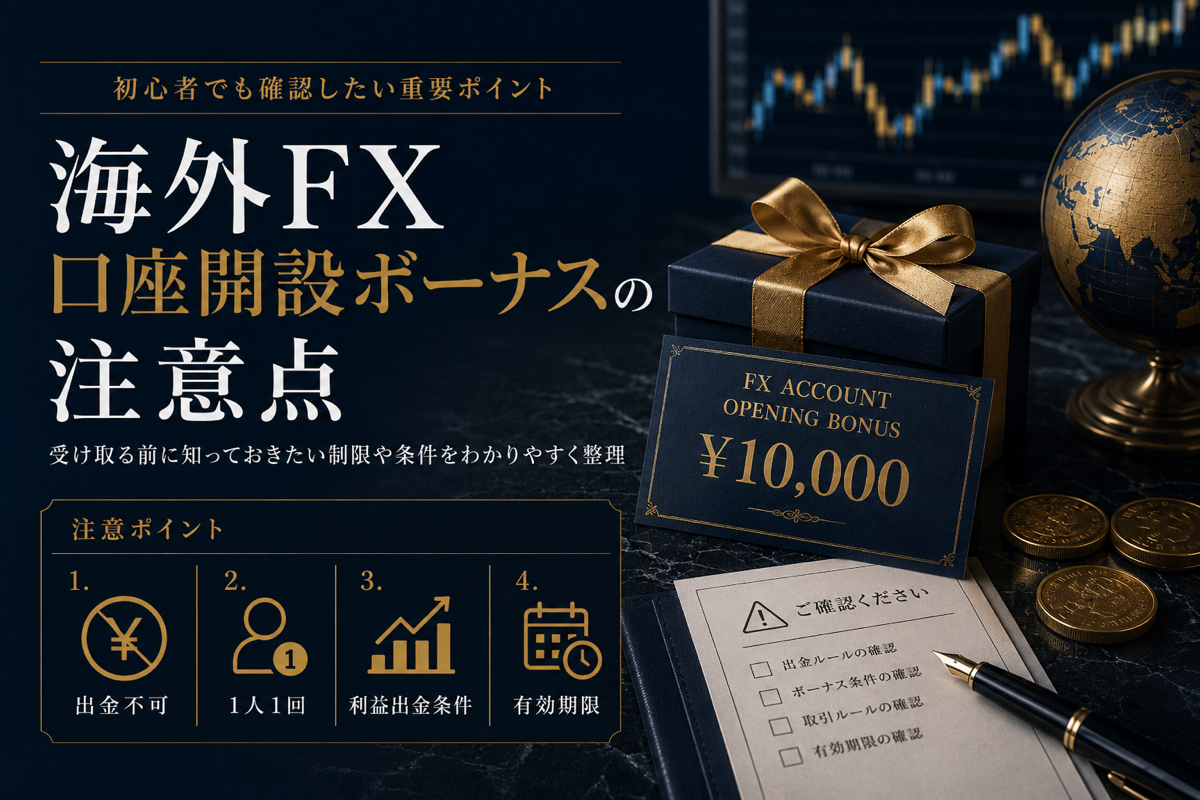 海外FXの口座開設ボーナスの注意点