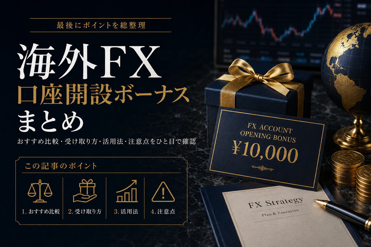 海外FXの口座開設ボーナスまとめ